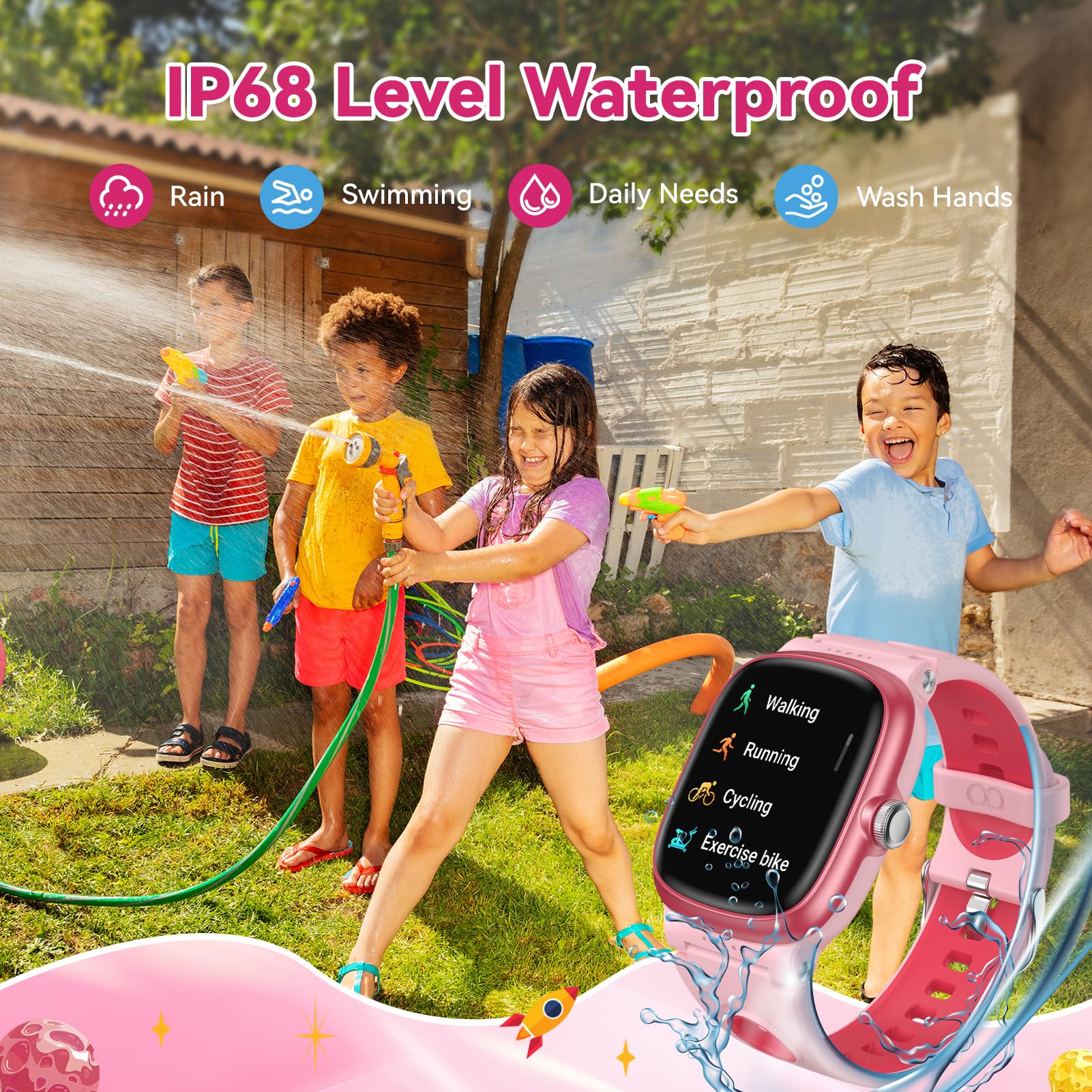 Smart Watch For Kids Girls Boys With Sleep | Health | Activity Tracker, Games, Alarm, Ip68 Waterproof Kids Fitness Watch With Pe